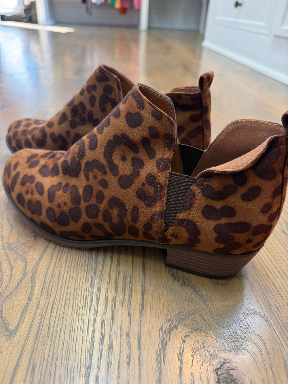 Pierre Dumas Leopard Print Brown Ankle Booties